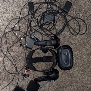 HTC Black PC & Console VR Headset with Dual Controllers and Cable Accessories